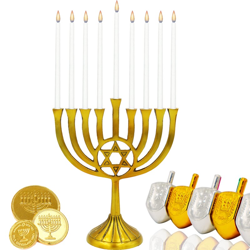 White Deluxe Tapered Hanukkah Menorah Candles for All 8 Nights
