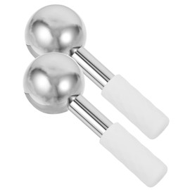 Healeved 2pcs Stainless Steel Ice Globes for Face Massage Handheld Cooling Roller Balls Versatile Facial Massager for Skin Care and Relaxation