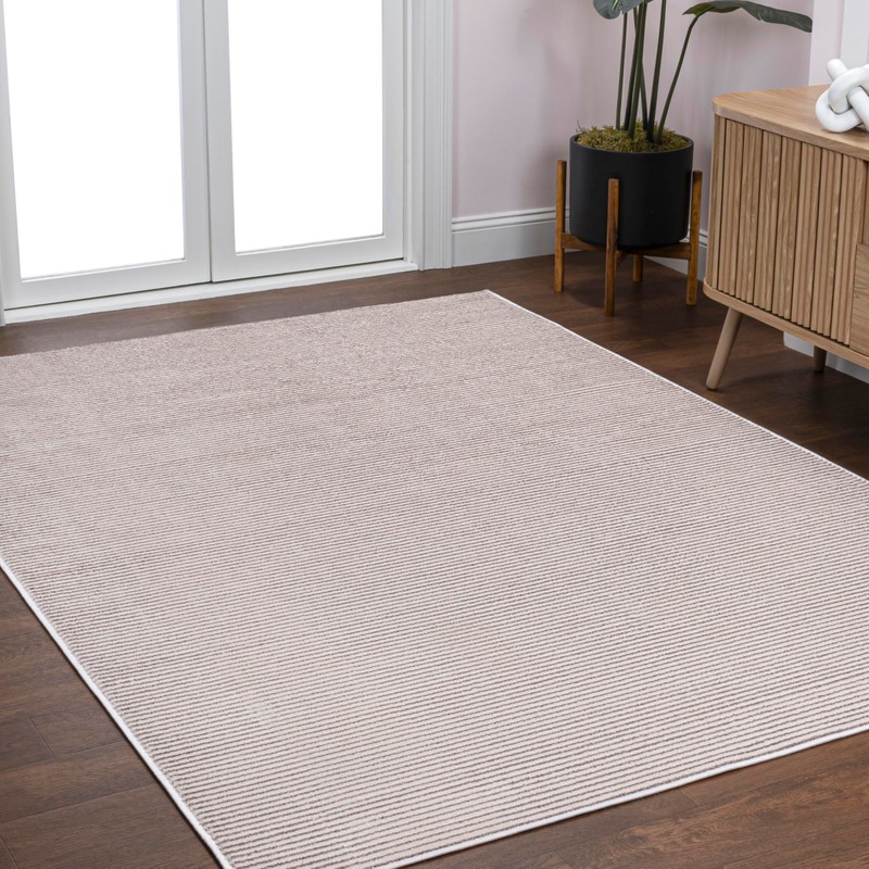 JONATHAN Y Cole Pinstripe High-Low Cream/Silver Indoor Area Rug, 3x5,