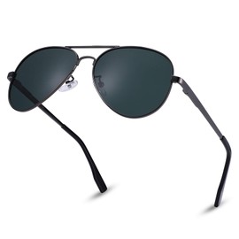 NULOOQ XS Extra Small Aviator Polarized Sunglasses for Small Face Women Men Juniors and Kids 52mm (Gunmetal/G15)