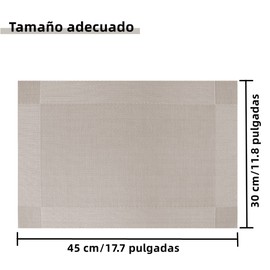 Summala Manteles Individuales para Mesa, 4 Piezas, 45×30cm, Antideslizante y Aislamiento Térmico, PVC Ecológicos Manteles para el Hogar, Restaurante, Cocina, Hotel, Cafetería (Champán Oscuro)