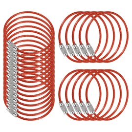 [PATIKIL] 25pcs 5.9" Length Wire Keychain Cable Stainless Steel Key Ring Loop Red