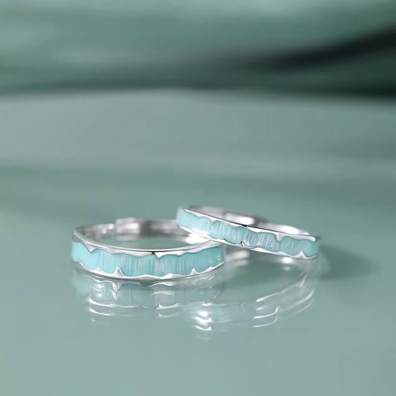 Nicoiro Pair Ring, Rain Pattern, Made by S925 [NSPR172] Matching
