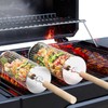 ivtivfu Rolling Grill Basket, Removable Wooden Handle, 304 Stainless Steel,