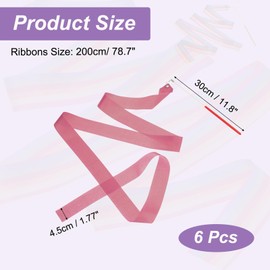 PATIKIL Dance Ribbons, 6 Pack 78.7 Inch Gymnastics Dance Streamers with Non-Slip Wand Dance Flags for Gifts, Dancing, Talent Shows, Baton Twirling, Lotus Pink