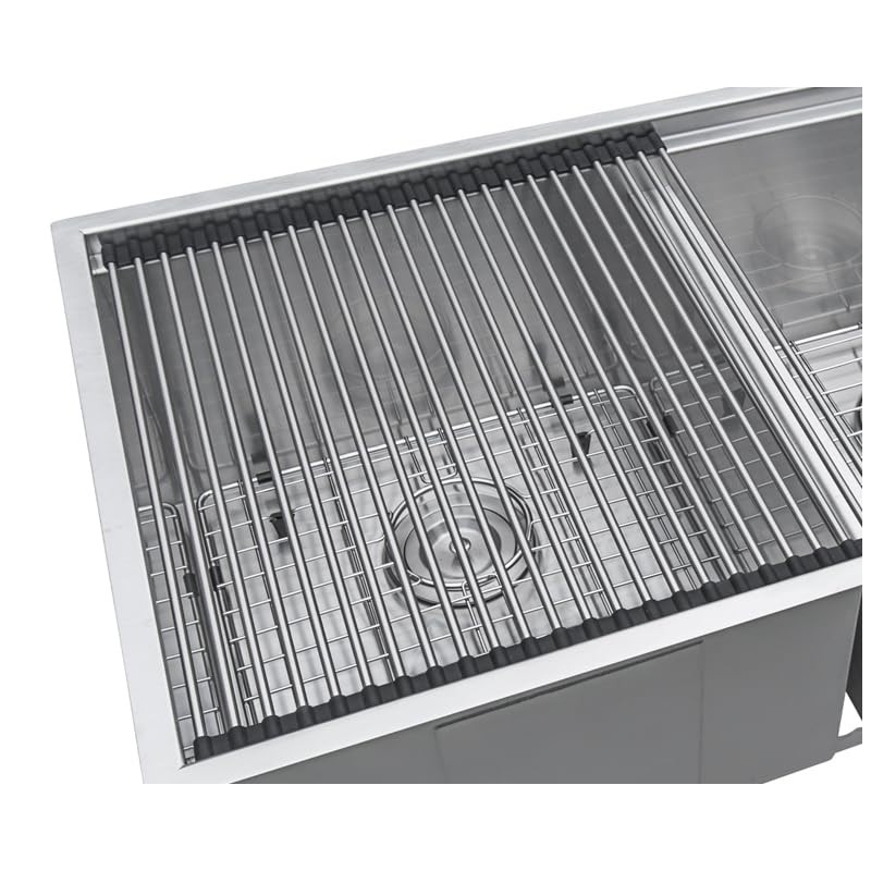 Ruvati Stainless Steel and Silicone Rollup Rack Trivet for Workstation