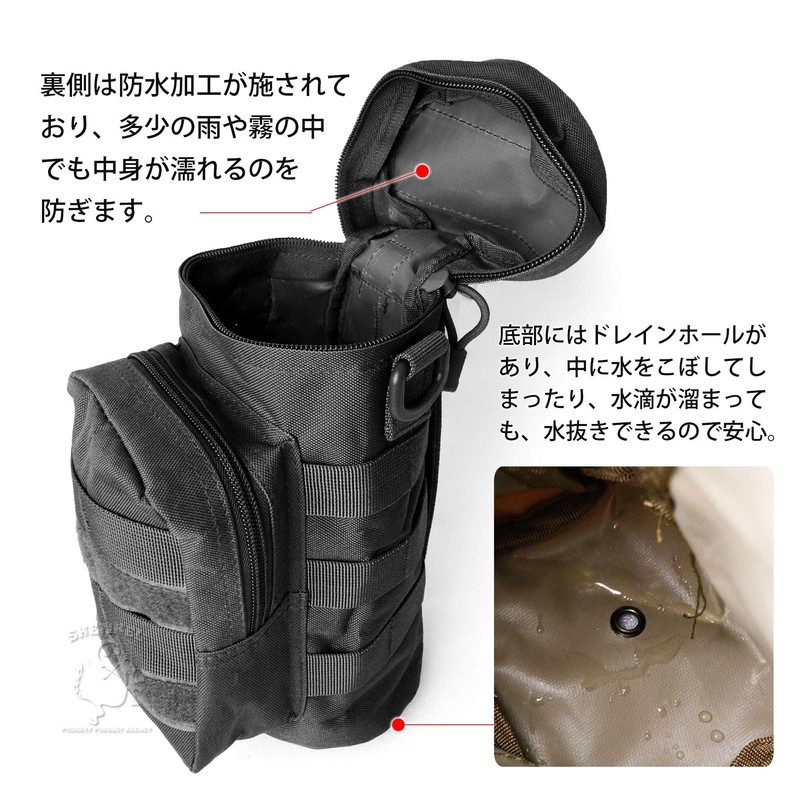 SHENKEL MOLLE Kettle Bag Bottle Pouch Water Bottle (Black) Camouflage