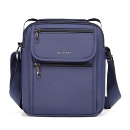 Men Leather Handbags Shoulder Bags Messenger Business Bag Crossbody Satchel Sling Waterproof Travel Bag Daily Man Bag with Adjustable (blue)