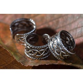 WINDALF Rustic Ear Cuff ATÂS 6mm Celtic Knot Antique 925 Sterling Silver, Sterling Silver, No Gemstone