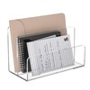 Sezanrpt Acrylic File Holder 2 Compartment, Clear Desk File Organizer,