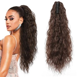 22" Claw Clip Ponytail Extension for Women Long Wavy Pony Tails Hair Extensions Fluffy Natural Looking Synthetic Clip in Ponytail Hairpiece for Daily Use