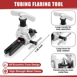 Lingvee 7 Pcs Eccentric Tubing Flaring Tool Kit 7 Dies for 3/16-3/4 inch, 3 in 1 180 Degree Tubing Bender, Spring Tube Bender Set for Pipe 1/4 5/16 3/8 1/2 and 5/8 Inch for Refrigeration Brake Line