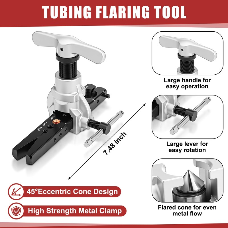Lingvee 7 Pcs Eccentric Tubing Flaring Tool Kit 7 Dies