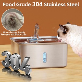 Dog Water Fountain Stainless Steel: 7L/1.8Gal Pet Automatic Drinking Dispenser for Large Dog & Multi Cats, Indoor Cat Watering Fountains with 6 Filters Included