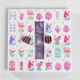 PANDATIME Ready to Ship USA High End Mah-Jongg Game Set 160 Tiles with 4 Racks and Pushers in PU Leather Case for Home Table Party Fun ProColor: mat-14-purple