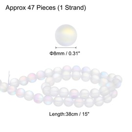 uxcell Matte Crystal Glass Beads 8mm Synthetic Frosted Shining Semi-Precious Round Loose Beads Synthetic Moonstone for Jewelry Making DIY Bracelet, White