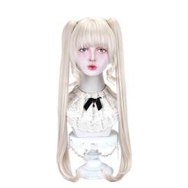 Long Wig Twin Tail Cute Lolita Wig, Costume, Women's, Heat Resistant, Includes Ponytail, Wig Net, Gray