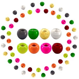 Aventik Think Fast Think Deep Tungsten Round Ball Beads, Slotted Beads Choice Fly Tying Materials, Nymph Streamer 80 Pack with A Tackle Box (013 8 Colors Combo, 5/64'' 2mm (8 Colors) 80 Pack)