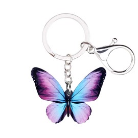 DUOWEI Vivid Acrylic Morpho Monarch Butterfly Keychain Handbag Charm Keyring Summer Gift for Women (Purple)