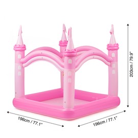 Teamson Kids Giant Inflatable Pink Castle Wading Pool & Sprinkler for Kids (Beach Balls Included)