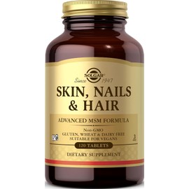 Solgar Skin, Nails and Hair, Improved MSM Formula, To Help Build Collagen With Vitamin C, Vegan, Light Brown, Pack of 120, 310 g