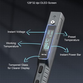 CCDSO Mini Electric Soldering Iron Kit TS101, Adjustable Temperature 50℃-400℃, Programmable, Type-C, OLED Display, Black
