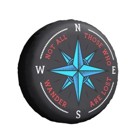 Not All Those Who Wander are Lost Compass Spare Tire Cover 14 Inch Wheel Protector for Truck SUV Trailer Camping Rv Tire Covers