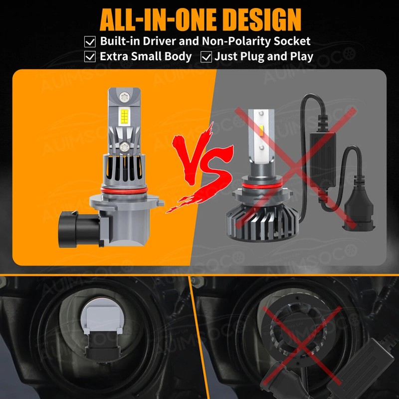 AUIMSOCO 10000K 4X LED Headlights High Low Light Bulbs For