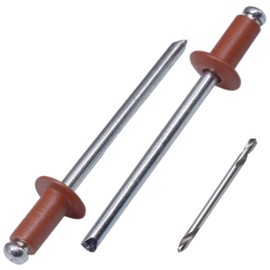 SKIR'CO Pack of 100 Blind Rivets Painted 4.0 x 8 mm, Aluminium Pop Rivets with Drill (Copper Brown RAL 8004)