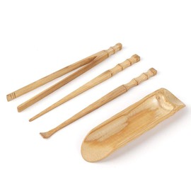4 Pieces Tea Set Bamboo Natural Bamboo Tea Set Teaspoon Chinese Classic Tea Service Tool Tea Ceremony Accessories Gift