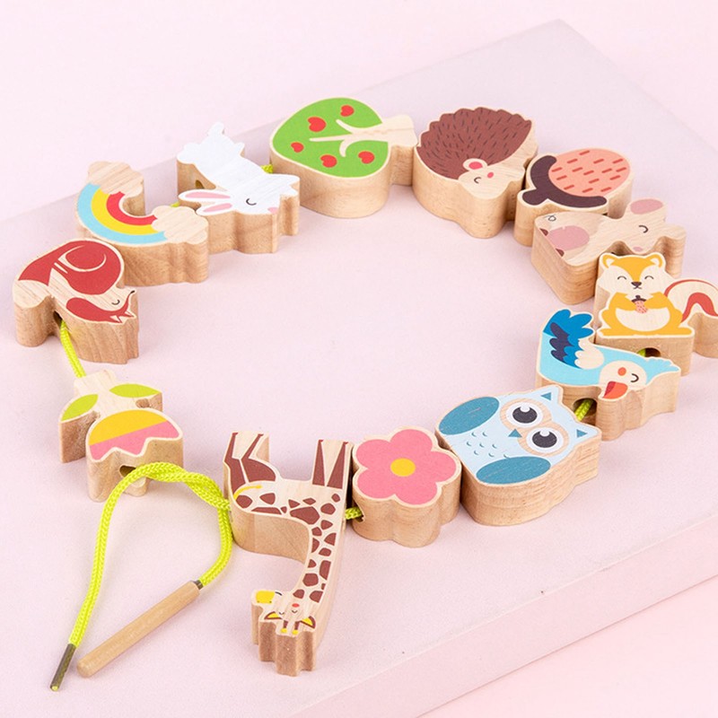 Wooden Animals Stacking Toy Colorful Improve Coordination Blocks Balancing Tree