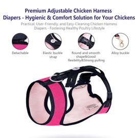 Yesito Yesito Chicken Harness Hen size with 6-foot Matching belt, Comfortable, Breathable, Small Size, Suitable for Chicken, Duck or Goose Suitable for Weight about 2.3-3.8Pounds, Green (Months, Pink)