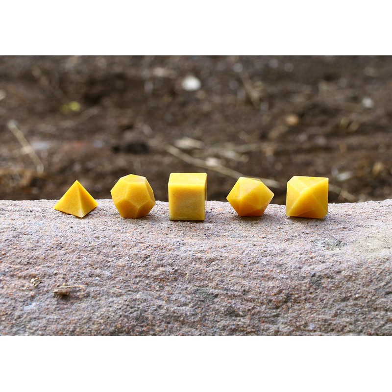Crocon® Yellow Aventurine Platonic Solids Set 5 Pcs 15-20 mm