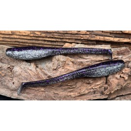 Down South Lures 5" Super Model Paddle Tail Swimbaits - 6-Pack, Purple Reign Pure (Made in USA)