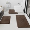 HUXMEYSON Bathroom Rugs Sets 3 Piece, Non-Slip & Quick Dry Bath Mat Set, Ultra Soft Velvet Bath Rugs for Bathroom, Toilet and Shower Floor, Brown