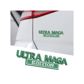 AICEL Ultra MAGA Edition Emblems, 3D Raised Full Metal Decals, Classic Personality Labels Car Badges with Strong Adhesive, Exterior Auto Body Decor Embossed Stickers for Car, Truck (Light Green)