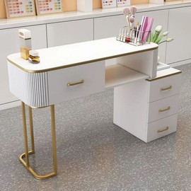 Manny Table Nail Height 78CM Nail Table vs. 1-person Workbench Shelf, Q. Light and luxurious style board surface gold and white, 1 piece / 매니 테이블 네일 높이78CM 네일테이블 대 1인 작업대 선반, Q. 가볍고 고급스러운 스타일의 보드 표면 골드와 화이, 1개