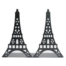 Cute Eiffel Tower Desk Holder Book Organizer Metal Decorative Bookend (Black)