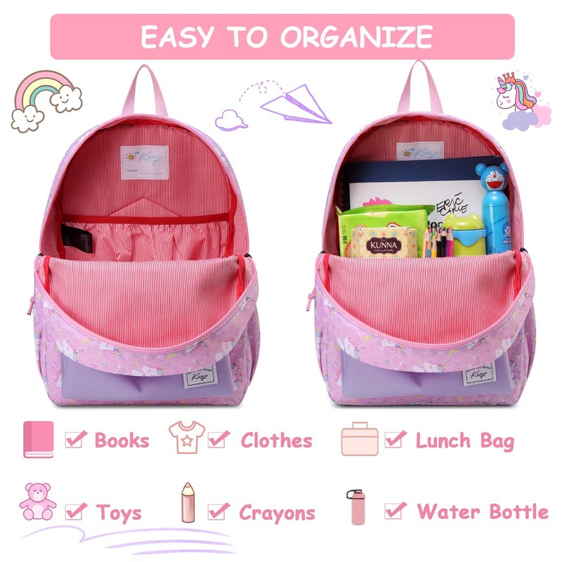 Kids Backpack for Girls, Kasqo Cute Lightweight Water Resistant Toddler