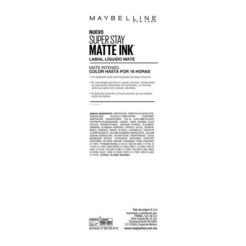Labial Líquido Maybelline New York Super Stay Matte Ink 5ml