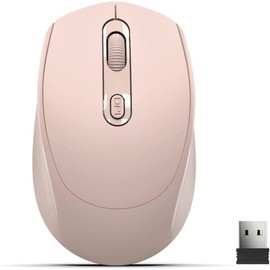 Wireless Mouse for Laptop, 2.4G Wireless Ergonomic Optical Cordless Mobile Office Computer Mice with Nano USB Receiver, 3 Adjustable DPI for PC, Notebook, Desktop (Pink)