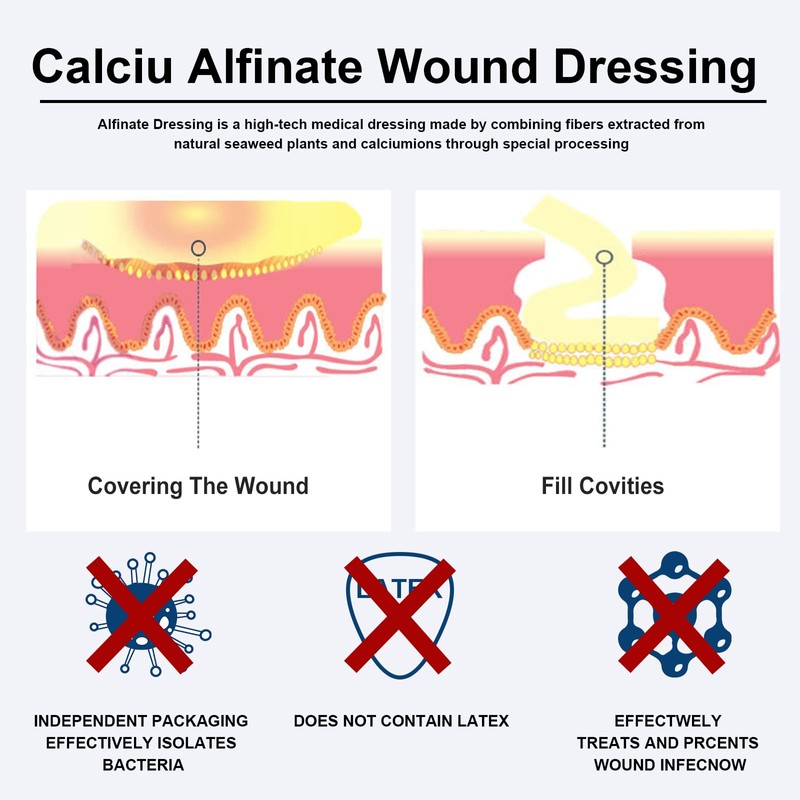 Carbou Calcium Alginate Wound Dressing, 4'' x 4'' Patches,10 Individual