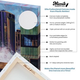 Mimik Recycled Stretched Canvas - 8x8" Box of 3 - Made from Recycled PET Plastic Bottles - Durable Archival Weave - Triple Acrylic Primed Painting Canvases - 400gsm, 1-1/2 in Deep Pine Stretchers