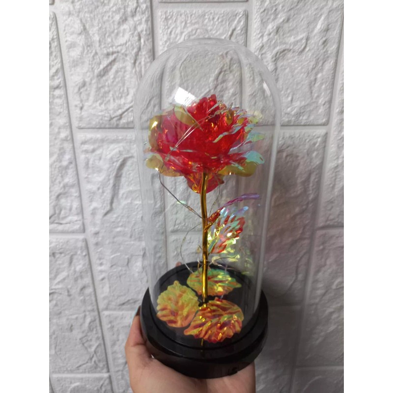 KH Rosa Eterna Led Encapsulad Cristal Regalo San Valentín Novia