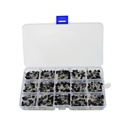 DollaTek 600pcs 15Values 40-160V 50-600mA NPN PNP Power Transistor Assortment Various Kit 2N2222-S9018 Triode + Plastic Box