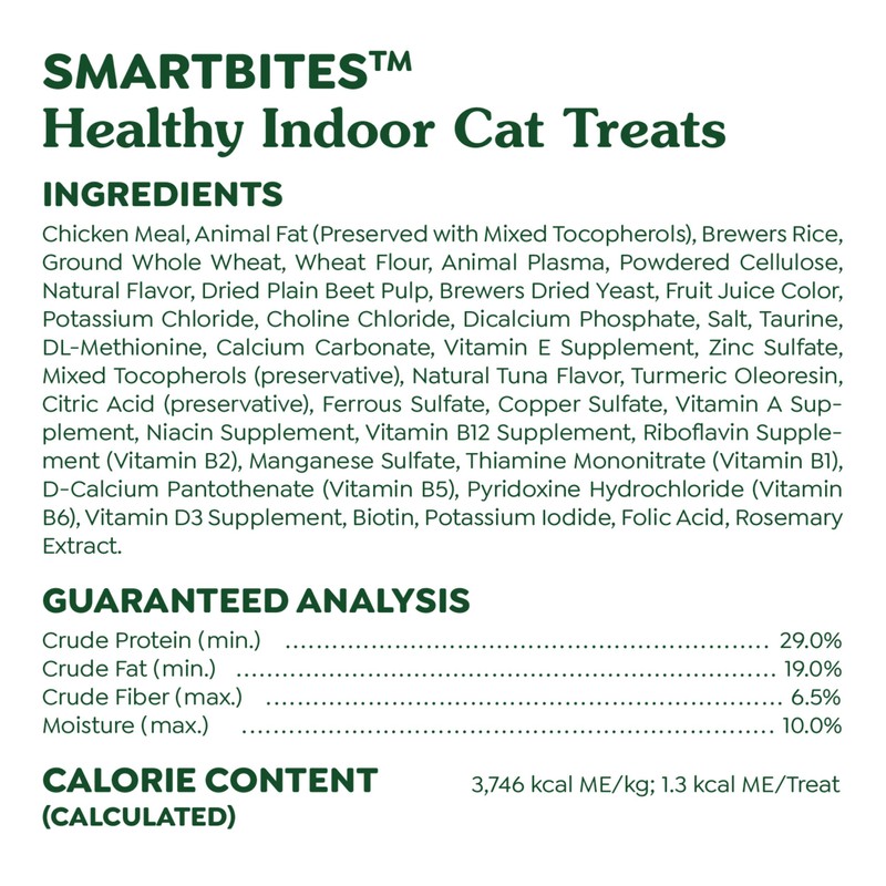 Greenies Feline Smartbites Healthy Indoor Cat Treats, Tuna Flavor, 2.1