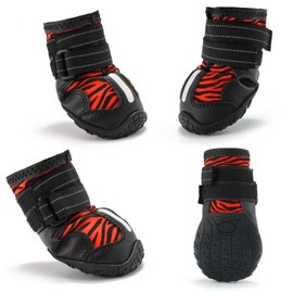 URBEST Dog Shoes Winter Dog Boots Non-Slip Rubber Sole Dog Booties for Medium to Large Dogs Warm Waterproof Dog Boots for Snowy Winter Days (Red, 3#)