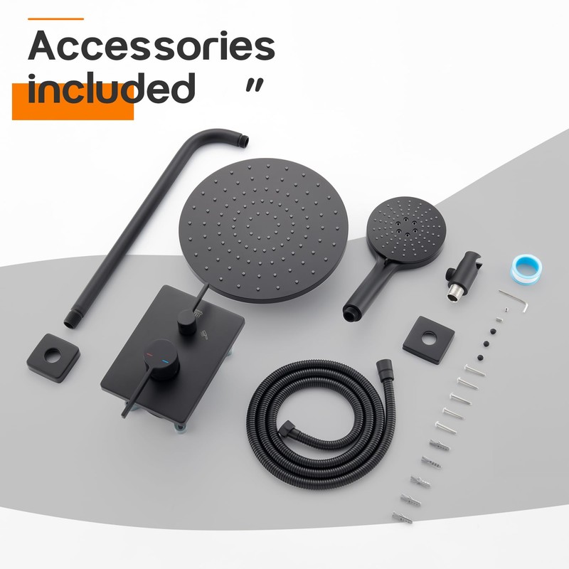 AONEON Bathroom Rainfall Shower System Set with 10'' Rain Shower