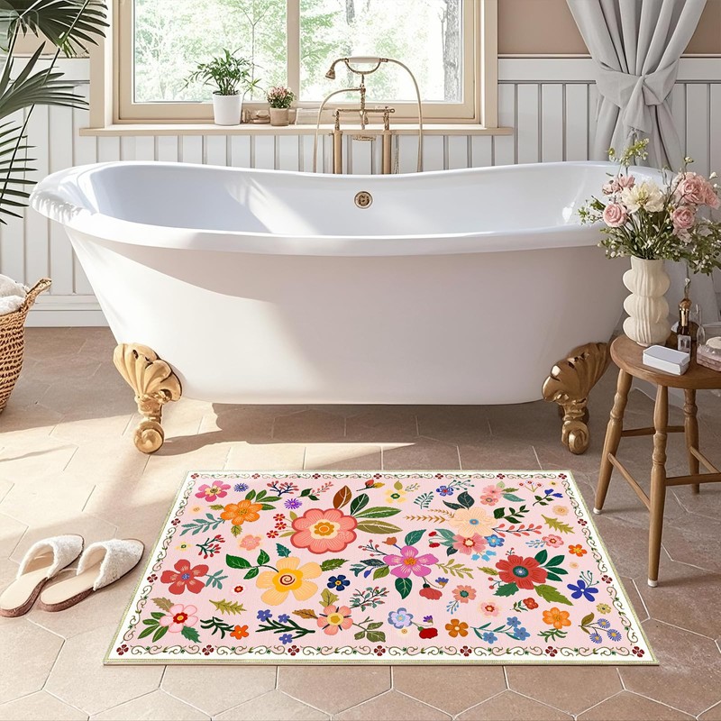 Youime 2x3 Feet Floral Area Rug Non-Slip Low Pile Soft