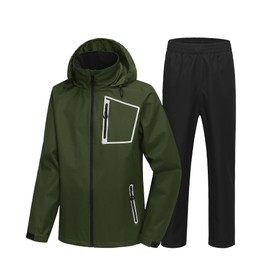 SWISSWELL Golf Rain Suits for Men Waterproof Golf Rain Gear Lightweight Windbreaker Jacket and Pants for Outdoors Work Army Green XXL